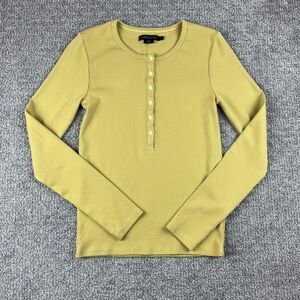 Pendleton Shirt Womens Small Yellow Henley Long Sleeve Basic Capsule Classic